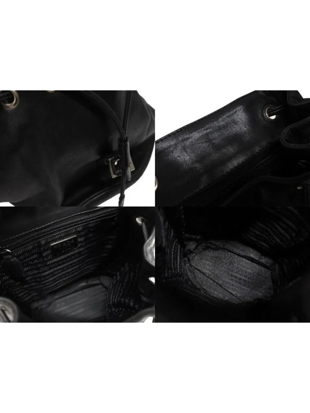 Prada Backpack Triangle Plate Logo Black Silver Leather 4
